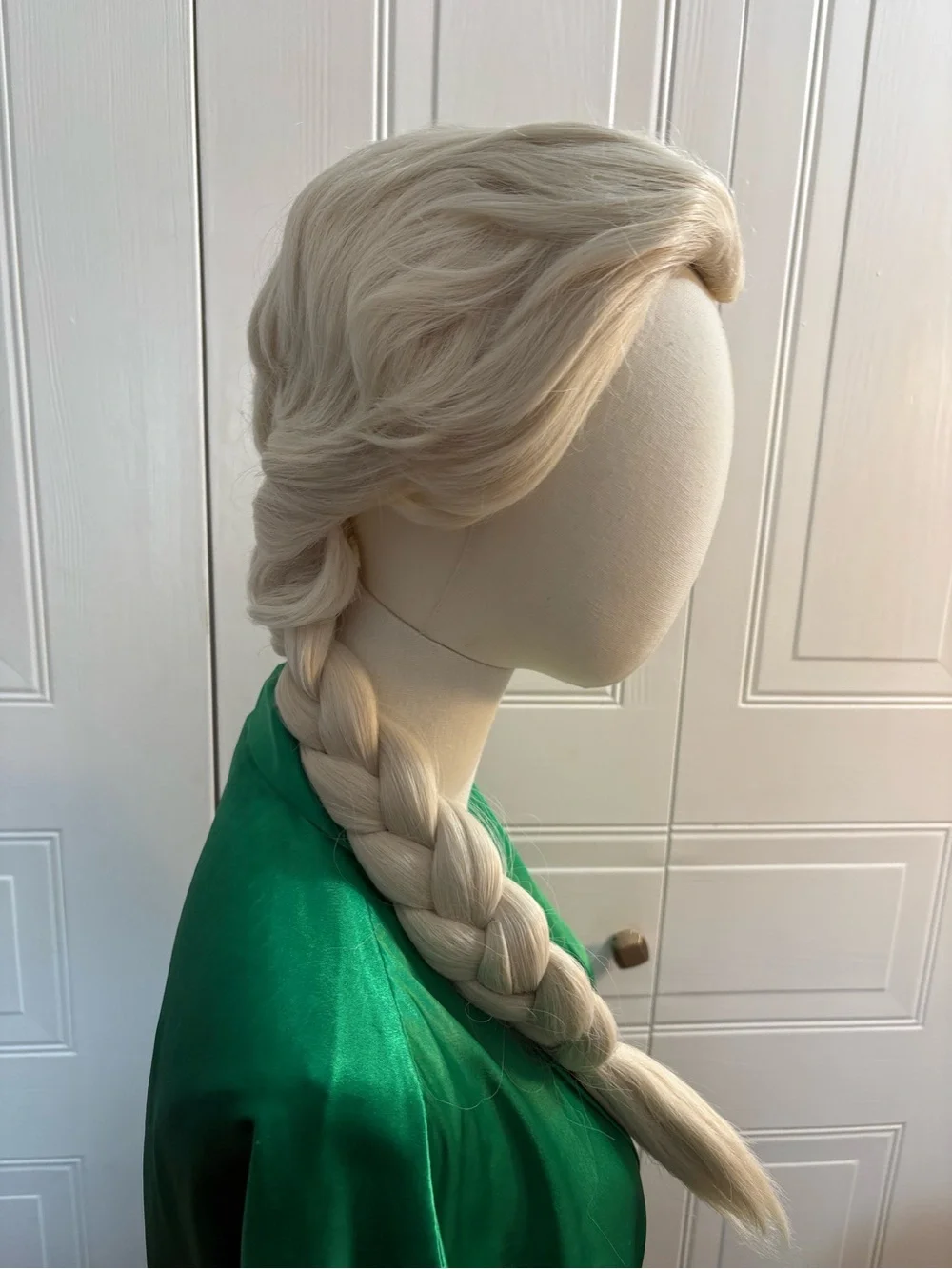 Women Blonde Braided Ponytail Wig Ice Princess Frozen Cosplay Costume Halloween
